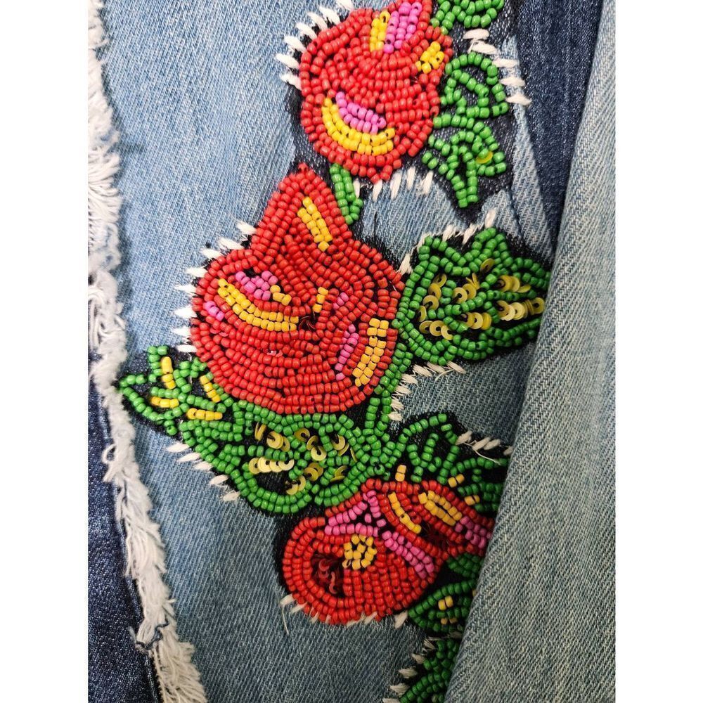 Beaded 2 toned denim jacket. Size S. - Picture 3 of 4
